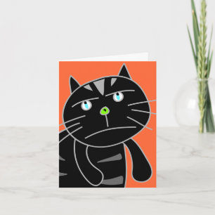 Verveelde Zwarte Kat Blank Kaart
