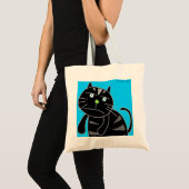 Verveelde Zwarte Kat Canvas tas (Voorkant (product))
