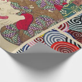 VERVELEND, JAPANSE VROUW MET WITTE KAT CADEAUPAPIER (Hoek)