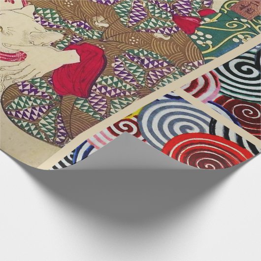 VERVELEND, JAPANSE VROUW MET WITTE KAT CADEAUPAPIER (Hoek)