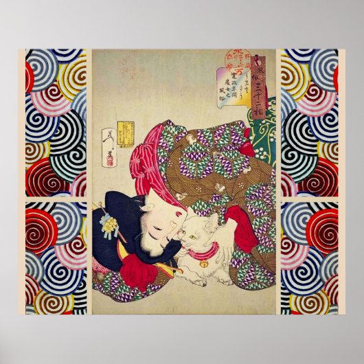 VERVELEND, JAPANSE VROUW MET WITTE KAT POSTER (Voorkant)