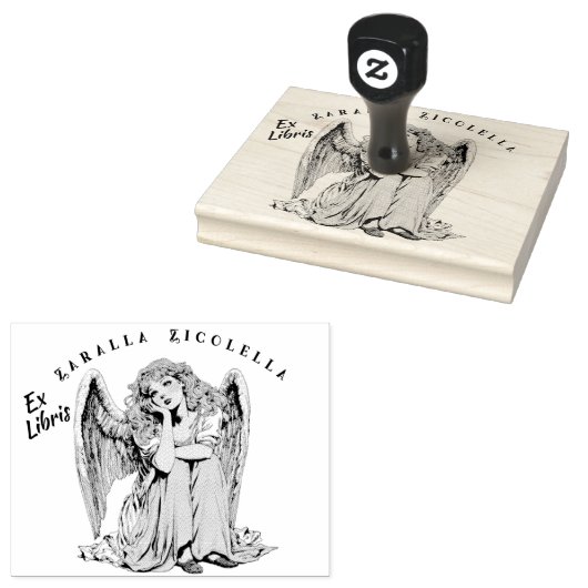 Verveling engel meisje houten stempel (Gestempeld)