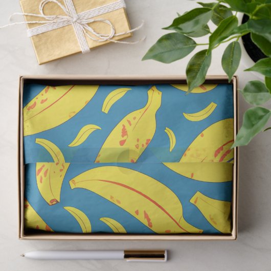 Vervelling Tropisch geel bananenpatroon Tissuepapier (Geschenk)