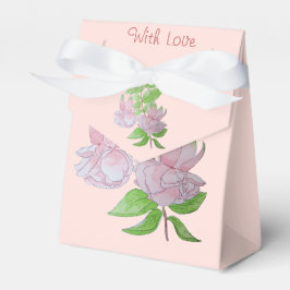 verven van bladeren en  roze bloemen bedankdoosjes