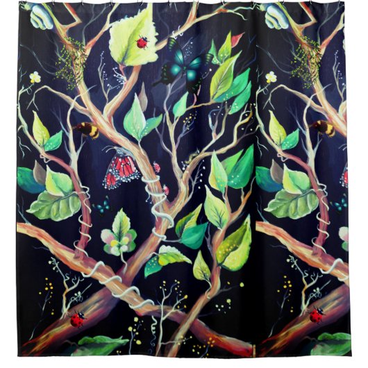Verven van bladeren en vlinders douchegordijn (Voorkant)