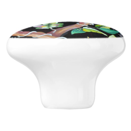 Verven van bladeren en vlinders keramische knop (Zijkant)