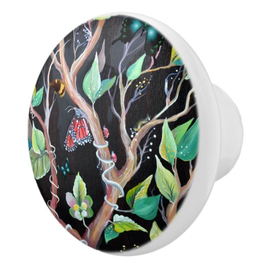 Verven van bladeren en vlinders keramische knop (Rechts)