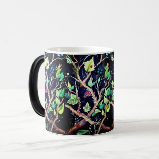 Verven van bladeren en vlinders magische mok (Voorkant links)