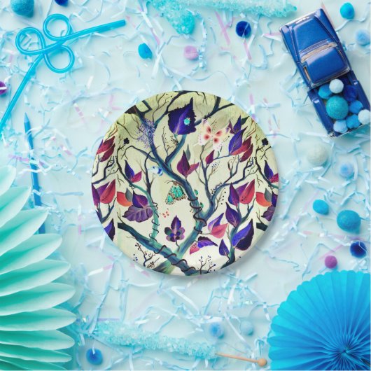 Verven van bladeren en vlinders papieren bordje (Feest)