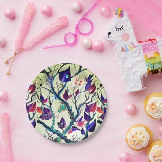 Verven van bladeren en vlinders papieren bordje (Feest)