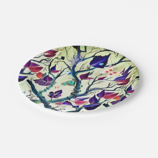 Verven van bladeren en vlinders papieren bordje (Gekanteld)