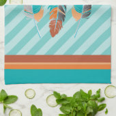 Ververen in Blauwgroen strips en woestijnkleur Theedoek (Gevouwen)