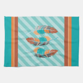 Ververen in Blauwgroen strips en woestijnkleur Theedoek (Horizontaal)