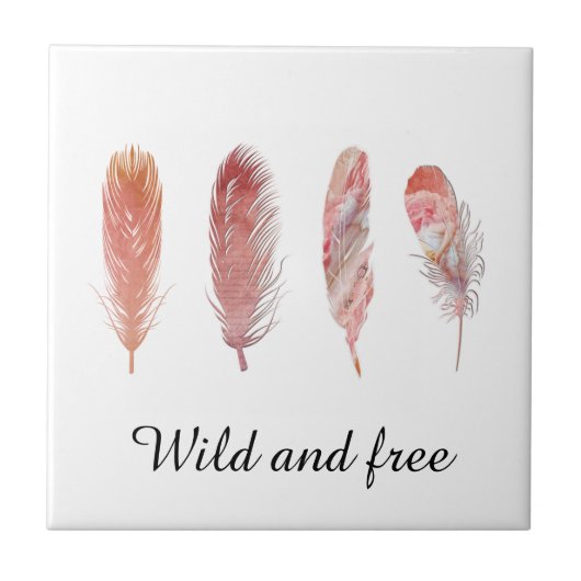 Ververen in roze en koraal op wit wild en vrij tegeltje (Voorkant)