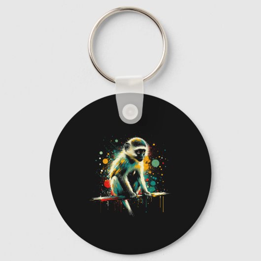 Vervet Monkey Minimalist And Vibrant Style Christm Sleutelhanger (Voorkant)