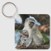 Vervet Monkey, zachte natuur Sleutelhanger (Voorkant)