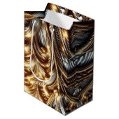 Vervlochten Goud Medium Cadeauzakje (Voorkant Gekanteld)