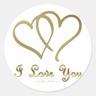 Vervlochten Gouden Hartjes ik Hou van Jou Ronde Sticker