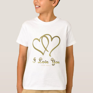 Vervlochten Gouden Hartjes ik Hou van Jou T-shirt
