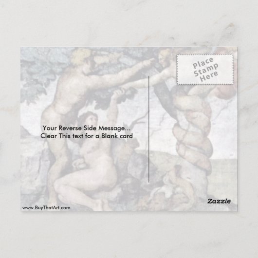 Vervloek van Adam en Eva door Michelangelo Buonarr Briefkaart (Achterkant)