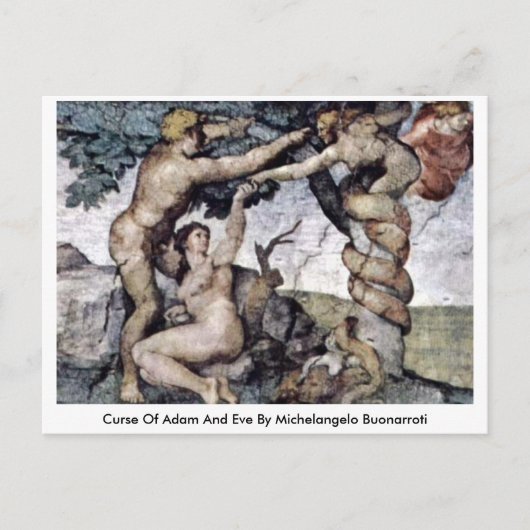 Vervloek van Adam en Eva door Michelangelo Buonarr Briefkaart (Voorkant)