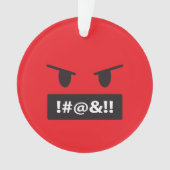 Vervloekende Emoji Boze Rood Gezicht Ornament (voorkant)