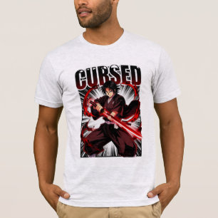 Vervloekt - Donkere Anime Stijl Katana Krijger Gra T-shirt