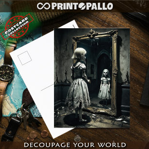 Vervloekt kind geest in een spiegel briefkaart