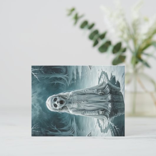 Vervloekt kind geest in ijzige winter meer briefkaart (Staand voorkant)