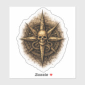 Vervloekt Kompas Sigil Piraat Sticker (Vel)