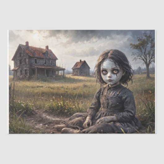 Vervloekt meisje in een verlaten tuin tissuepapier (Voorkant)