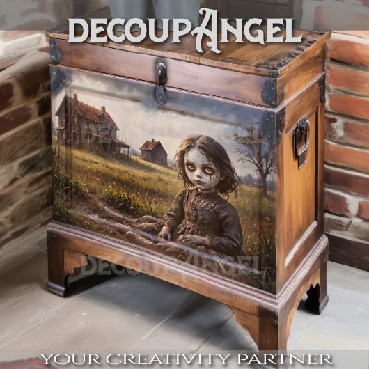 Vervloekt meisje in een verlaten tuin tissuepapier