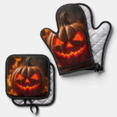 Vervloekte Jack-O-Lantern Hellevuur Ovenwant Set (Voorkant / Achterkant)