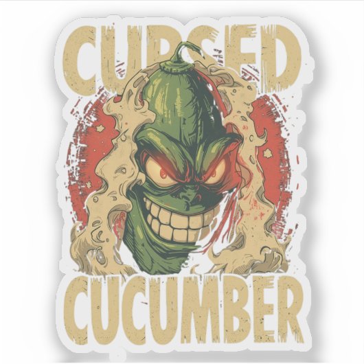 Vervloekte Komkommer Grappige Halloween Komkommer Sticker (Voorkant)
