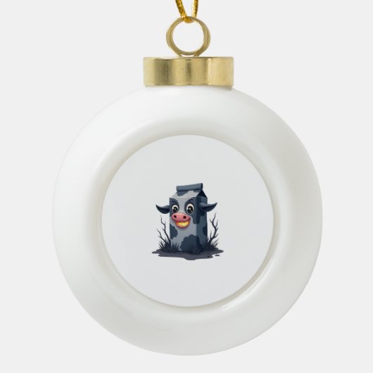 Vervloekte melk karton Koe Keramische Bal Ornament (Voorkant)