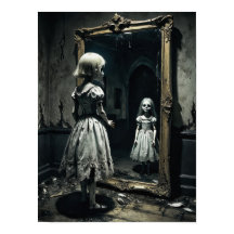 Vervloekte pop in horror spiegel sfeer