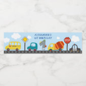 Vervoer 1e verjaardag waterfles etiket (Enkel label)