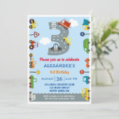 Vervoer 3e uitnodiging van de verjaardag (Staand voorkant)
