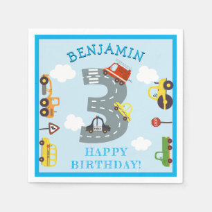 Vervoer 3e verjaardag Napkins Servet