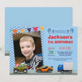 Vervoer Auto Truck Verjaardag Foto Uitnodiging (Voorkant / Achterkant)