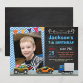 Vervoer Auto Truck Verjaardag Foto Uitnodiging (Voorkant / Achterkant)