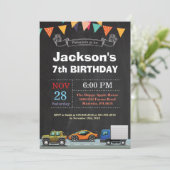 Vervoer Auto Truck Verjaardag Uitnodiging (Staand voorkant)