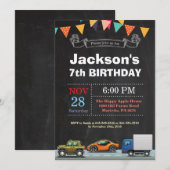 Vervoer Auto Truck Verjaardag Uitnodiging (Voorkant / Achterkant)