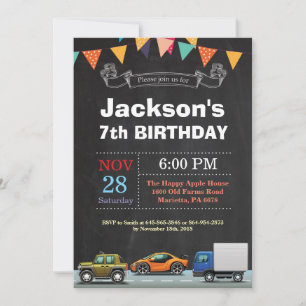 Vervoer Auto Truck Verjaardag Uitnodiging