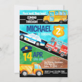 Vervoer Auto Vrachtwagen Verjaardagsfeest Uitnodig Kaart (Voorkant)