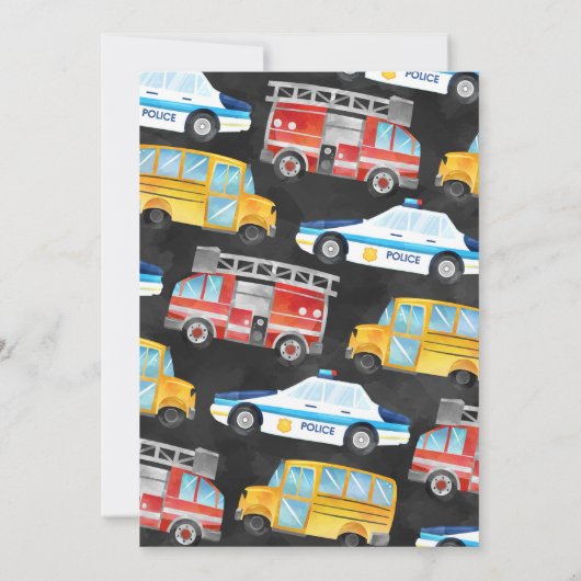 Vervoer Auto Vrachtwagen Verjaardagsfeest Uitnodig Kaart (Achterkant)