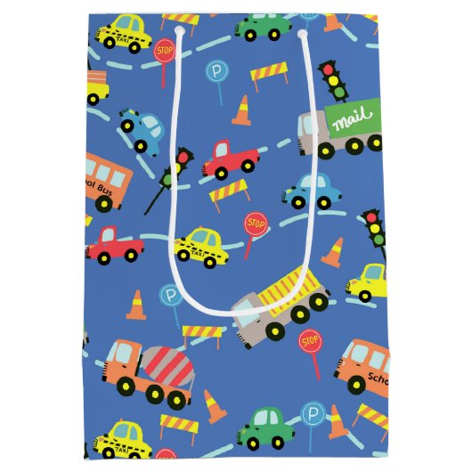 Vervoer Blauw Medium Cadeauzakje (Achterkant)