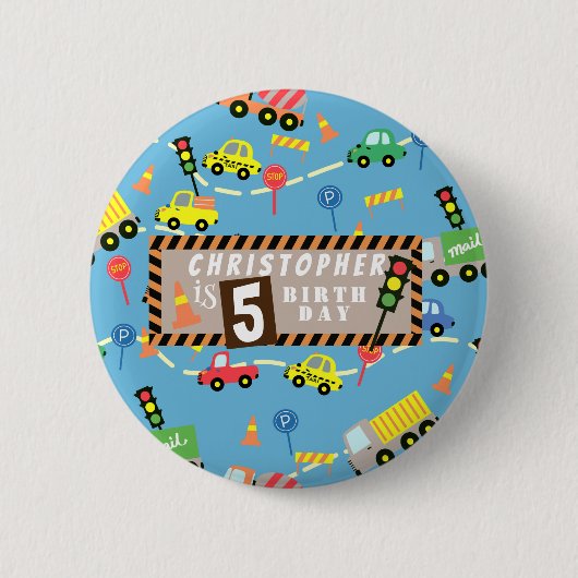 Vervoer Blauw Ronde Button 5,7 Cm (Voorkant)