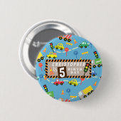 Vervoer Blauw Ronde Button 5,7 Cm (Voorkant /achterkant)