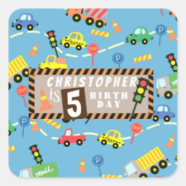 Vervoer Blauw Vierkante Sticker